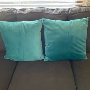 20”x20” Teal Velvet Throw Pillow Covers (2ct)